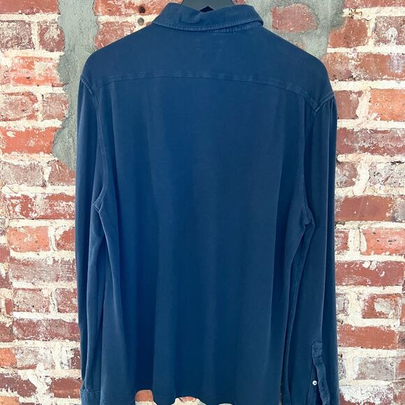 Brunello Cucinelli Men's LS Navy Polo Shirt L $775 - Picture 5 of 5